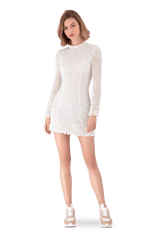 White Embellished Lace Mini Dress