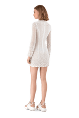 White Embellished Lace Mini Dress