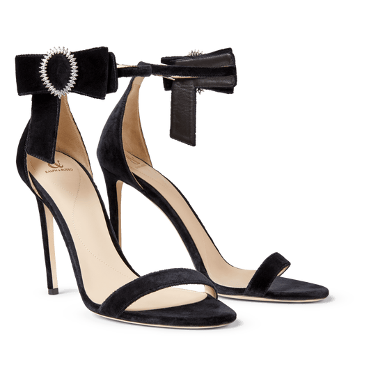 Black Velvet Bow Sandals