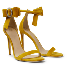 Mustard Velvet Bow Sandals