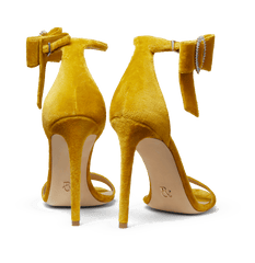 Mustard Velvet Bow Sandals