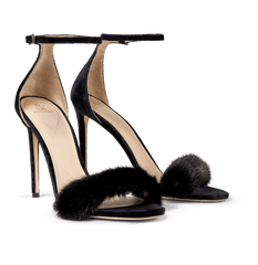 Black Mink and Suede Sandals