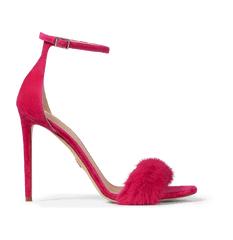 Hot Pink Mink and Suede Sandals