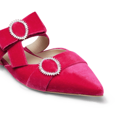 Hot Pink Velvet Flat Bow Mules