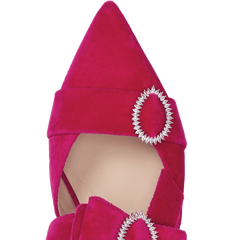 Hot Pink Velvet Flat Bow Mules