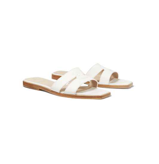 White Nappa Strap Slides