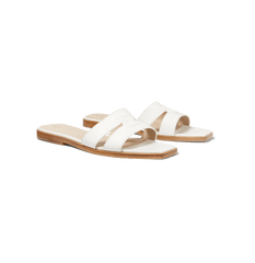 White Nappa Strap Slides