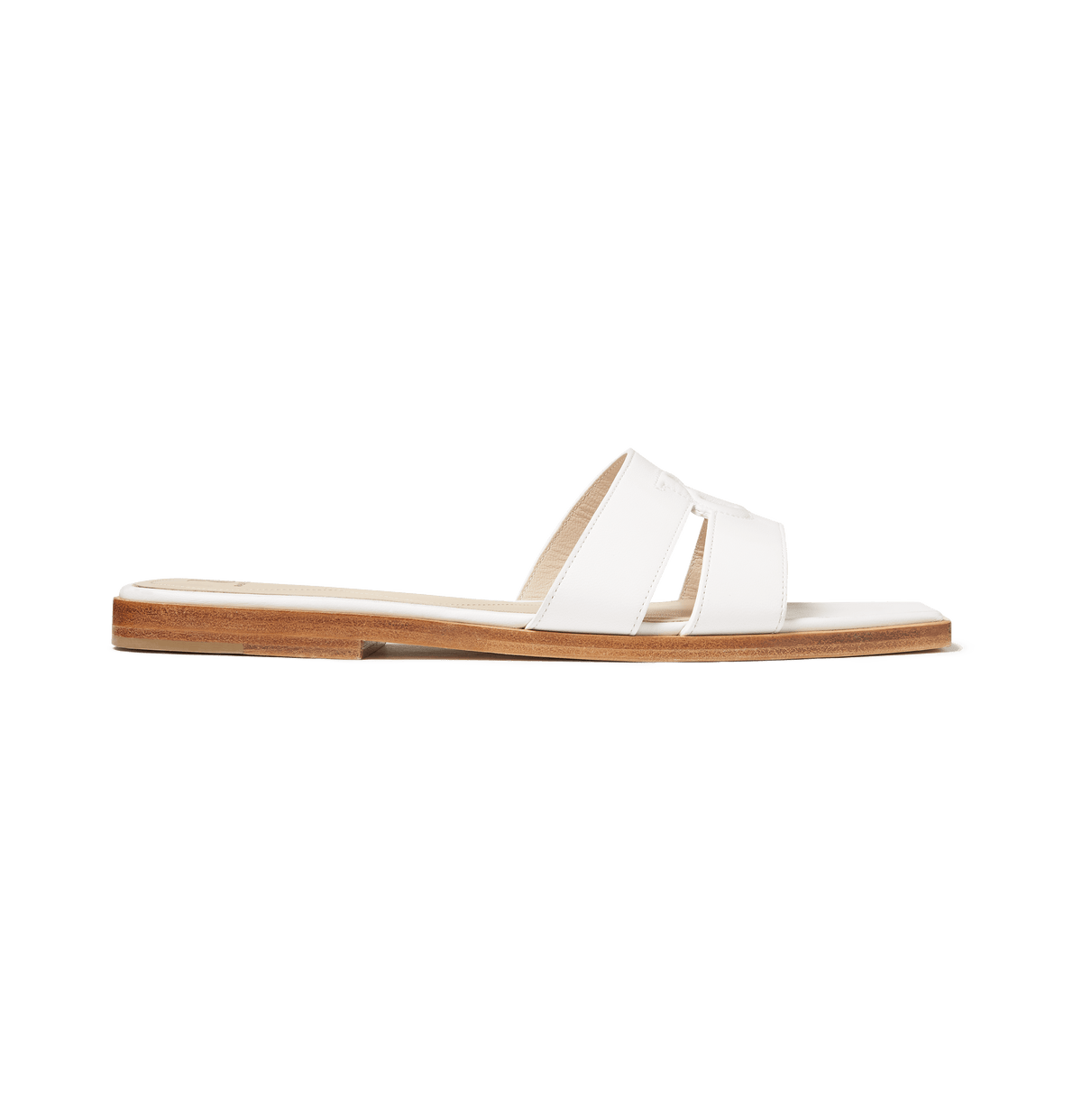 White Nappa Strap Slides