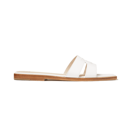 White Nappa Strap Slides