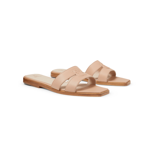 Tan Nappa Strap Slides