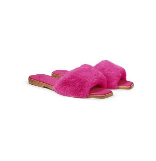 Hot Pink Mink Slides