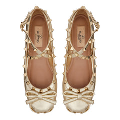 Rockstud Laminated Nappa Leather Ballerina