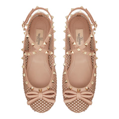 Rockstud Mesh Ballerina With Crystals