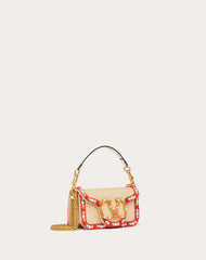 Small Locò Raffia Shoulder Bag With Embroidered Trim