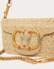 Small Locò Raffia Shoulder Bag With Jewel Logo