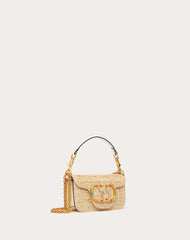 Small Locò Raffia Shoulder Bag With Jewel Logo