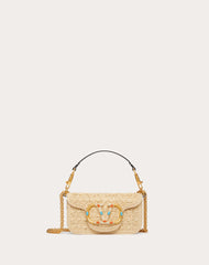 Small Locò Raffia Shoulder Bag With Jewel Logo