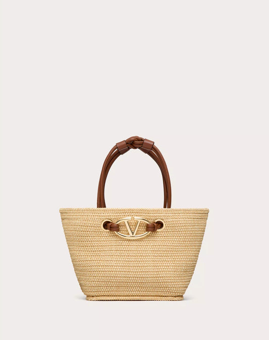 Small Valentino Garavani Escape Tote Bag In Raffia