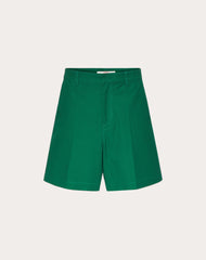 Stretch Cotton Canvas Shorts With Rubberized V-detail