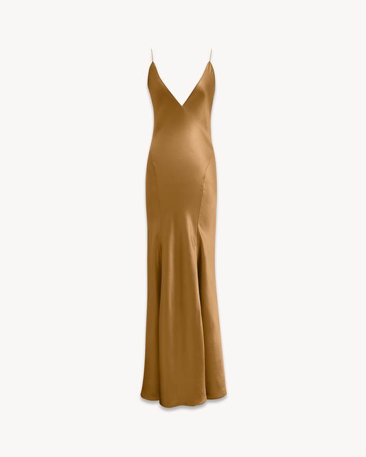 V-Neck Dress In Silk Satin