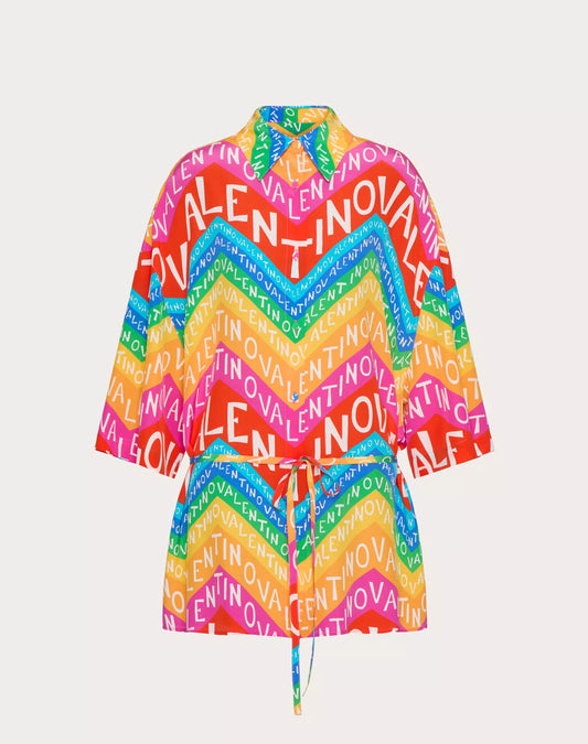 Valentino Chevron 24 Crepe De Chine Shirt