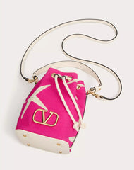 Valentino Garavani Escape Mini Bucket Bag In Canvas With Starfish Print