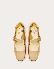 Mary-Jane Vlogo Locker Ballerina In Mirrored Calfskin