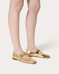 Mary-Jane Vlogo Locker Ballerina In Mirrored Calfskin