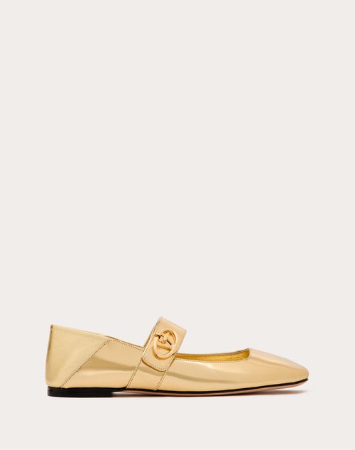 Mary-Jane Vlogo Locker Ballerina In Mirrored Calfskin