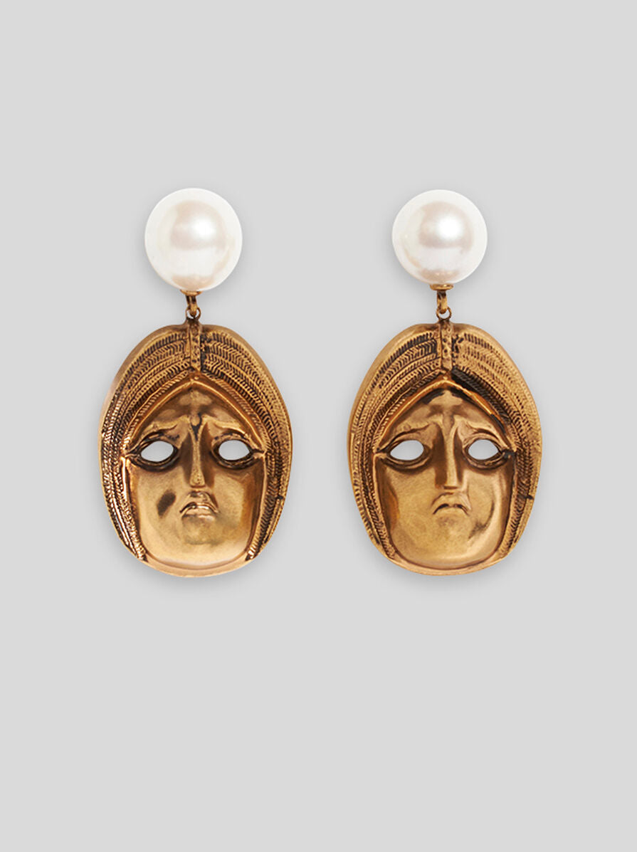 Earrings With Masks And Pearls