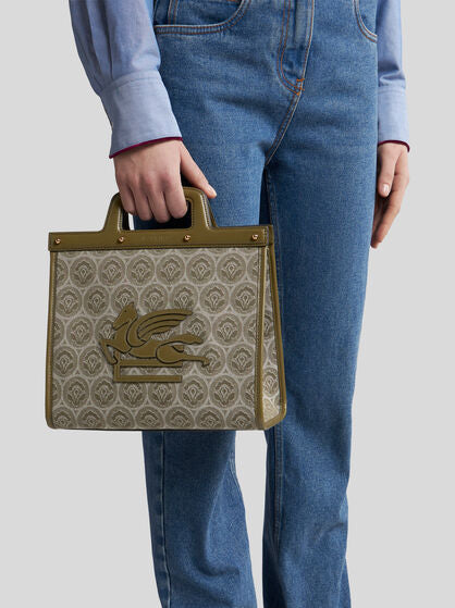 Medium Denim Jacquard Love Trotter Bag