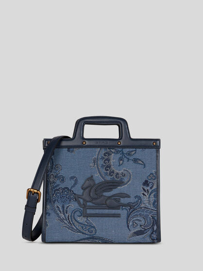 Medium Denim Jacquard Love Trotter Bag