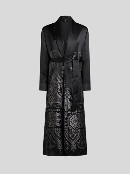 Satin Jacquard Duster Coat