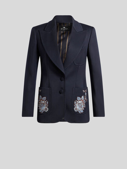 Gabardine Jacket With Embroidery