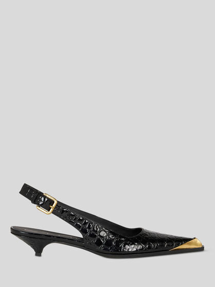 Printed Leather Slingbacks