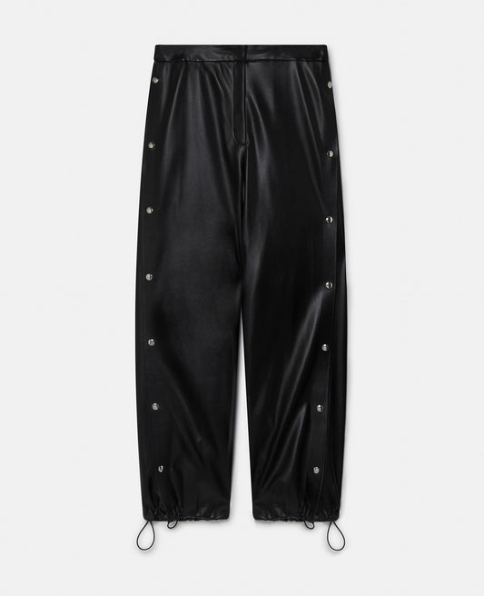 Wide-Leg Popper-Studded Joggers