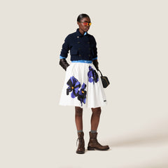 Poplin And Jersey Printed Skirt