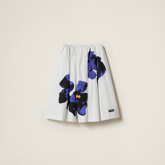 Poplin And Jersey Printed Skirt