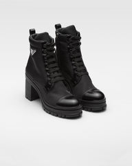 Brushed Leather And Re-Nylon Laced Booties