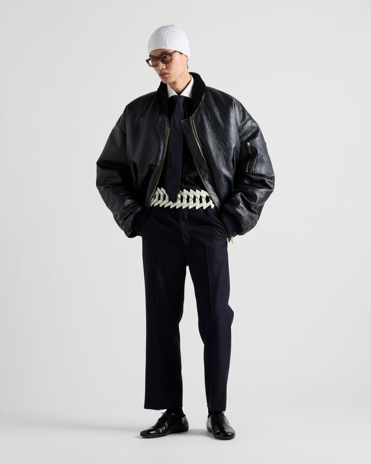 Nappa leather bomber jacket