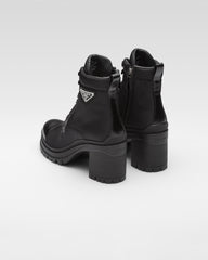 Brushed Leather And Re-Nylon Laced Booties