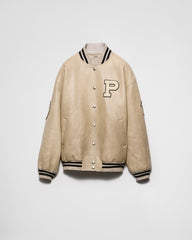 Leather Bomber Jacket With Patch