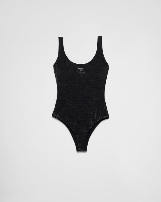 Jersey One-Piece Swimsuit With Rhinestones