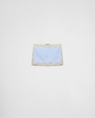 Embroidered, Lace-Trimmed Linen Miniskirt