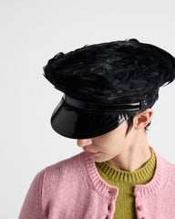 Patent Leather And Feather Hat