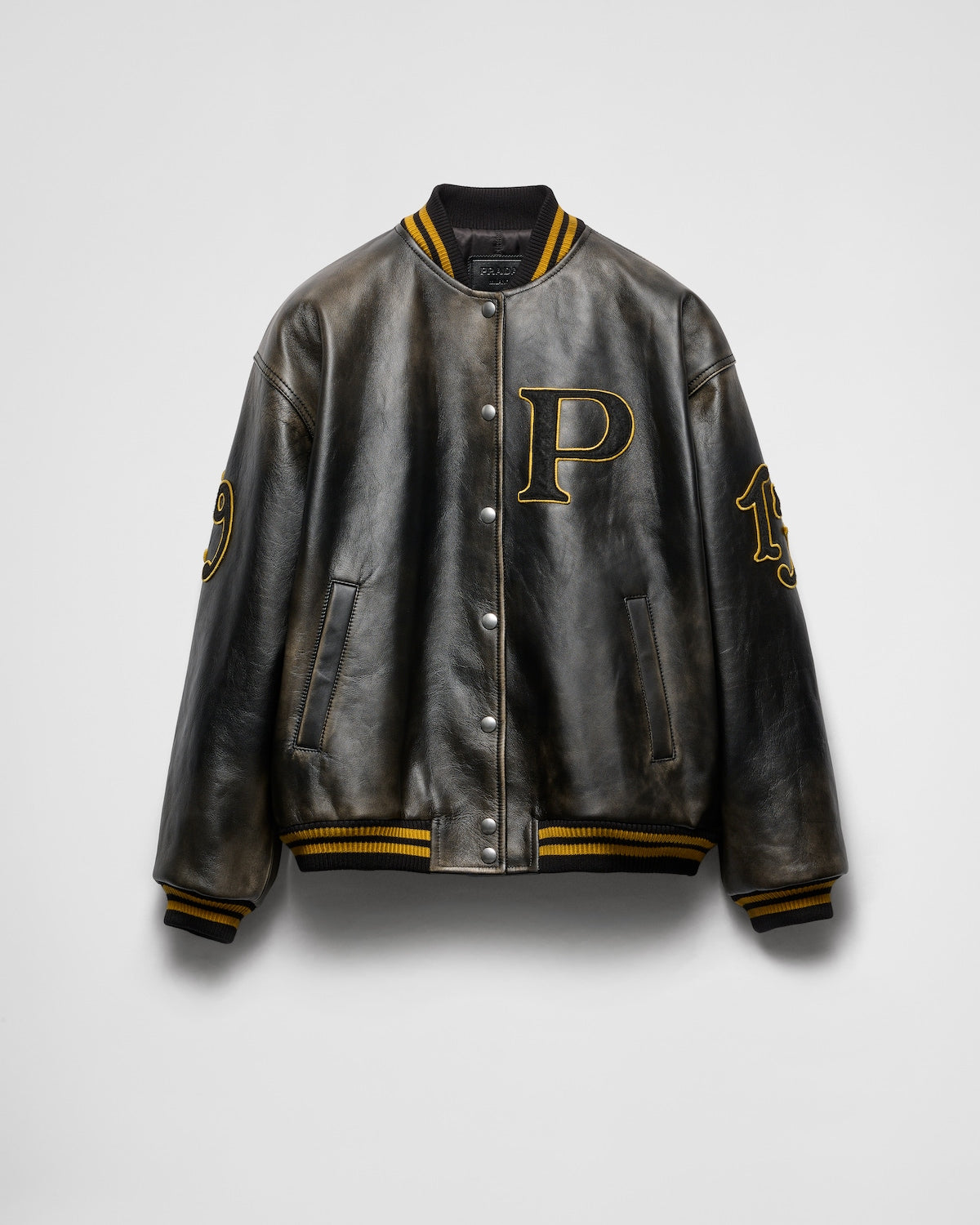 Leather Bomber Jacket With Patch