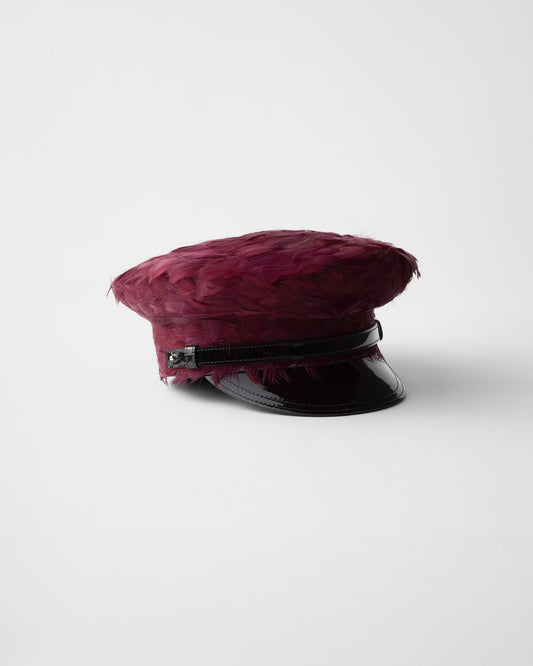 Patent Leather And Feather Hat