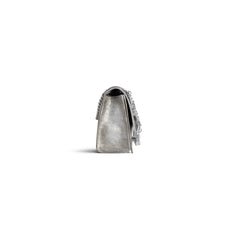 Women's Crush Small Chain Bag Dirty Effect With Souvenirs And Rhinestones In Silver