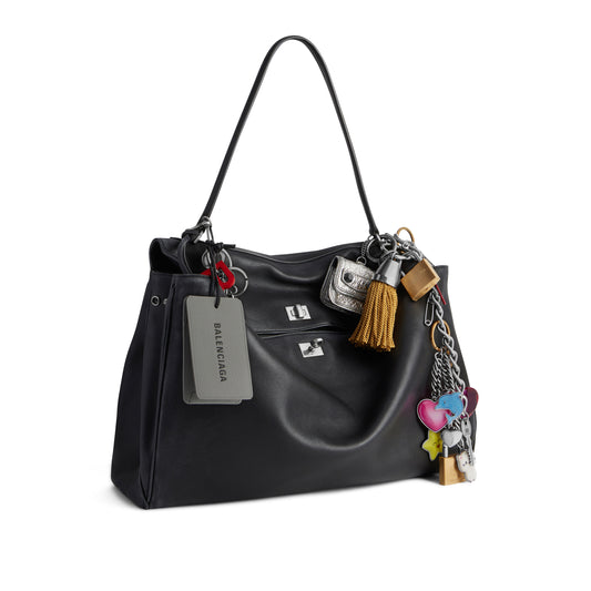 Women's Rodeo Large Handbag Used Effect With Charms In Black