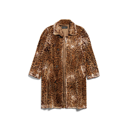 Leopard Shrunk Coat In Brown